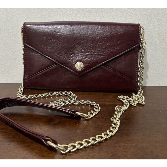 Rebecca Minkoff Handbags - REBECCA MINKOFF envelope clutch crossbody burgundy leather with chain strap